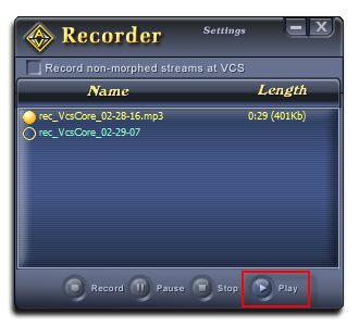 Fig 3: Voice Changer Software Diamond - Recorder